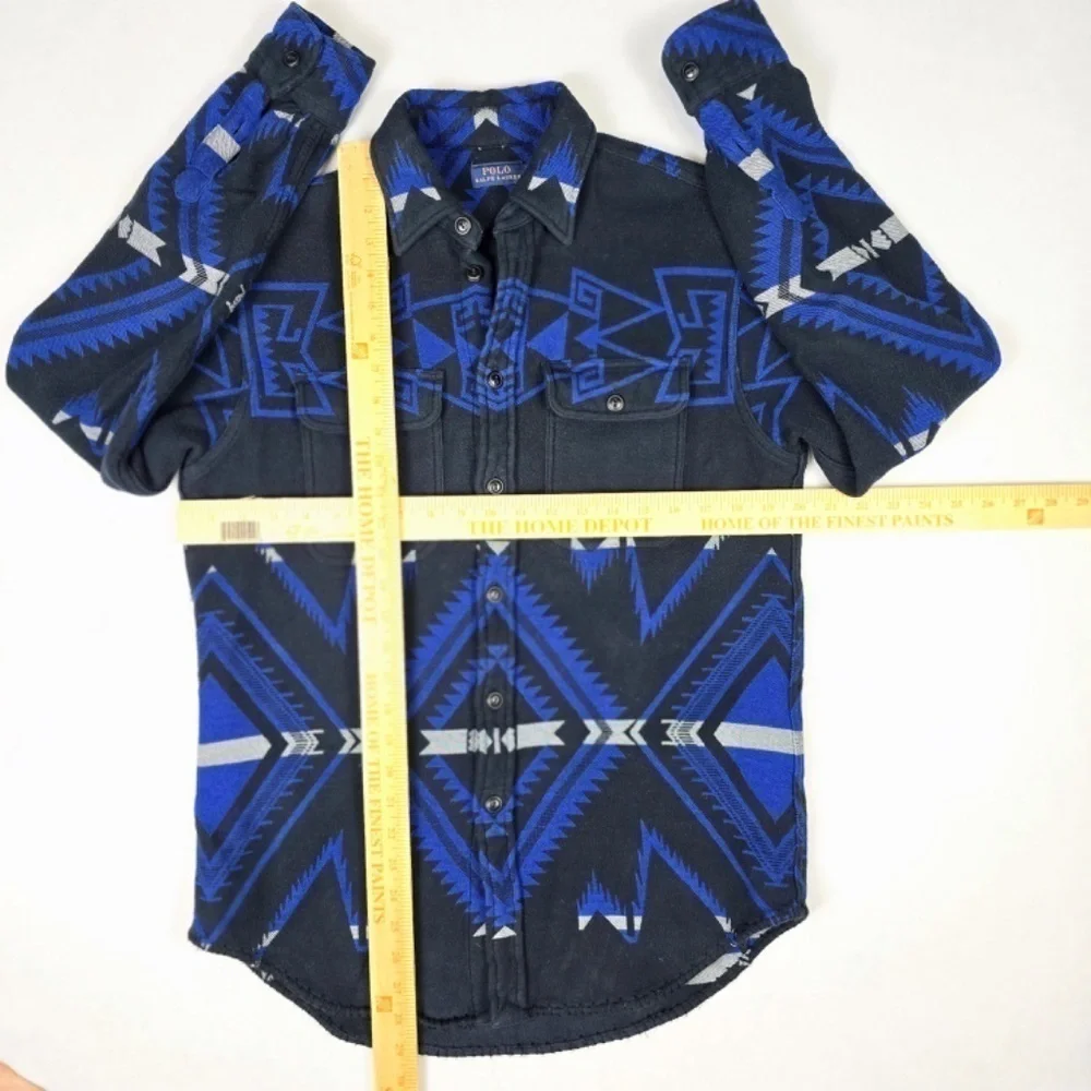 Polo Ralph Lauren- Mens S Beacon Southwest Blanket Cotton Thick Blue/Black Shirt